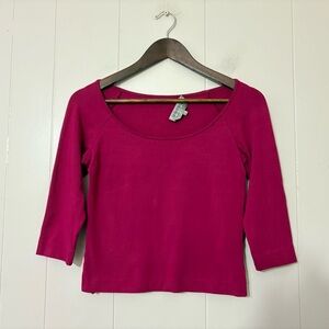 Sportmax Magenta Scoop Neck 3/4 Sleeve T-Shirt Size S Made in Italy